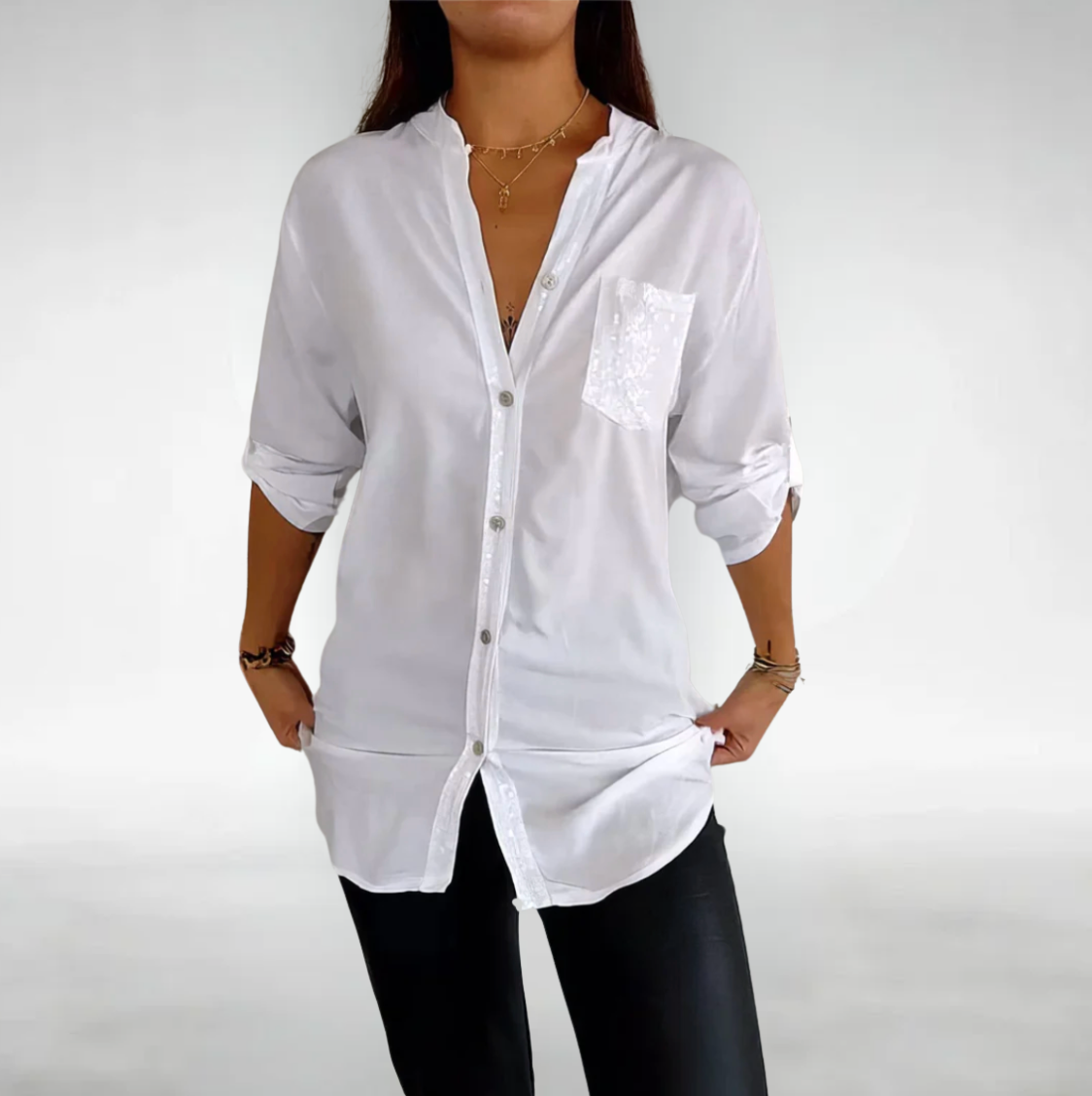 Evelina- Puck Patchwork Bluse Weiß
