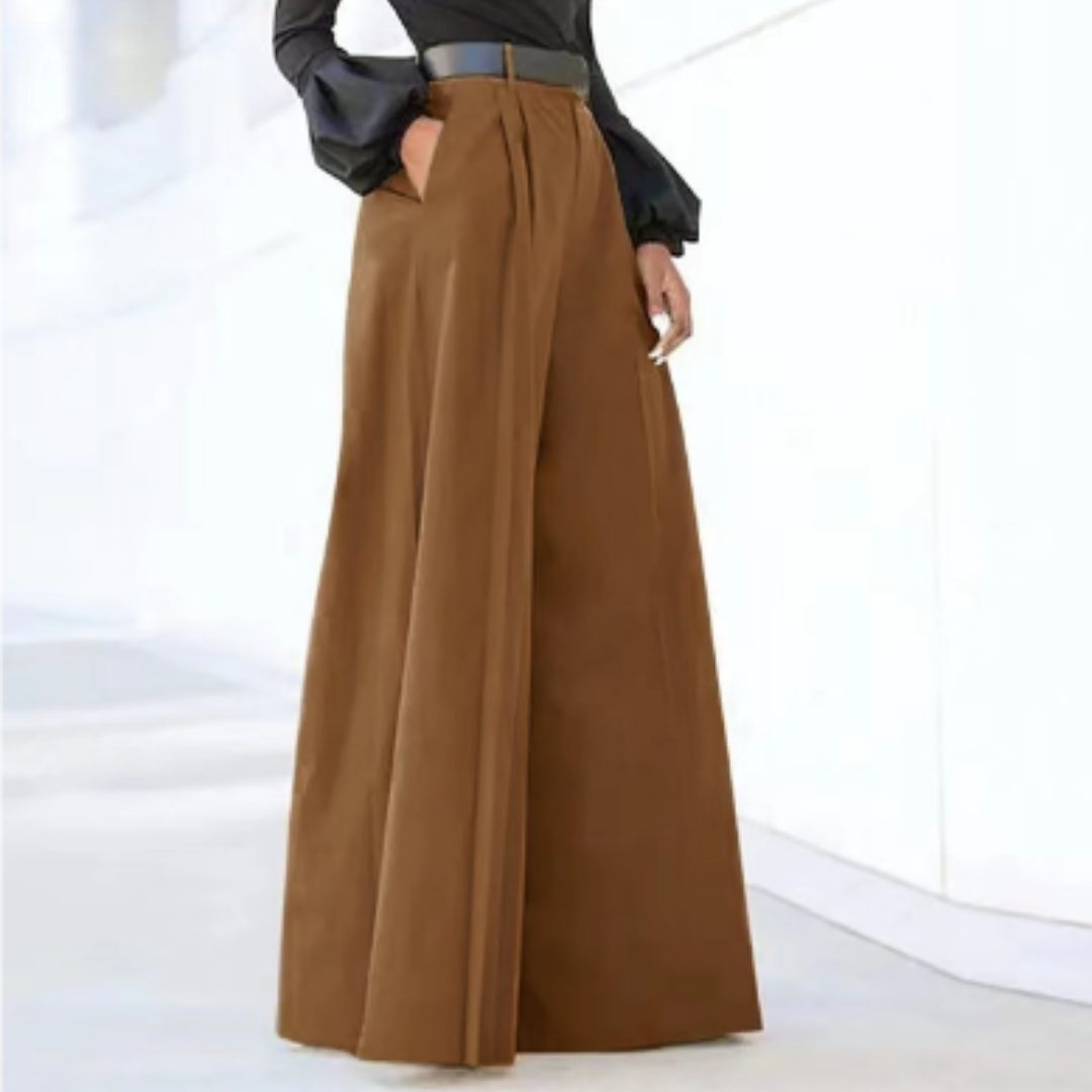 Evelina – Sommerhose für Damen mit weitem Bein Braun