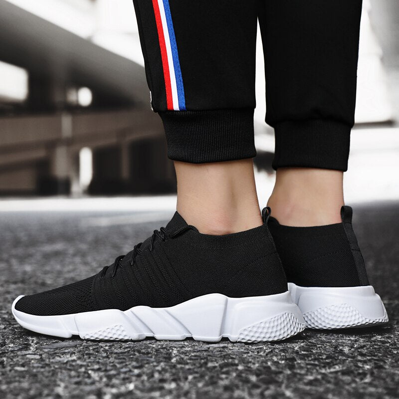 Fabian - Atmungsaktive Herren-Turnschuhe Ganz Schwarz/Weiß
