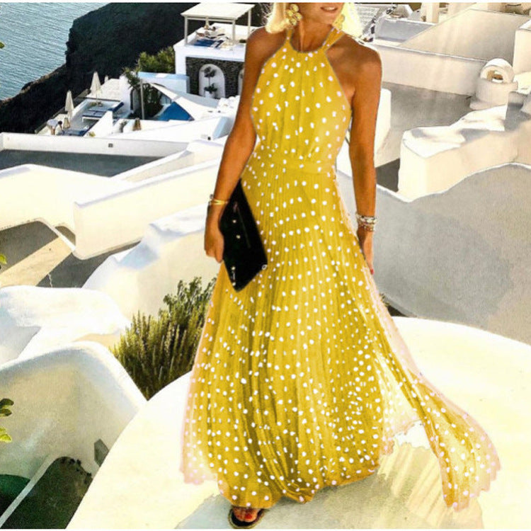Farina – Elegantes Boho Maxikleid mit Falten Gelb