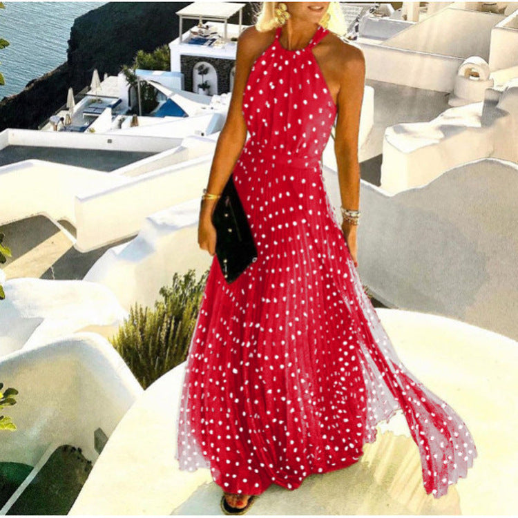 Farina – Elegantes Boho Maxikleid mit Falten Rot