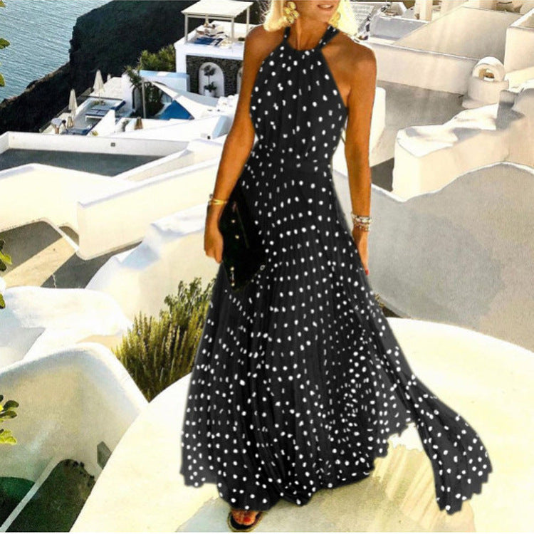 Farina – Elegantes Boho Maxikleid mit Falten Schwarz