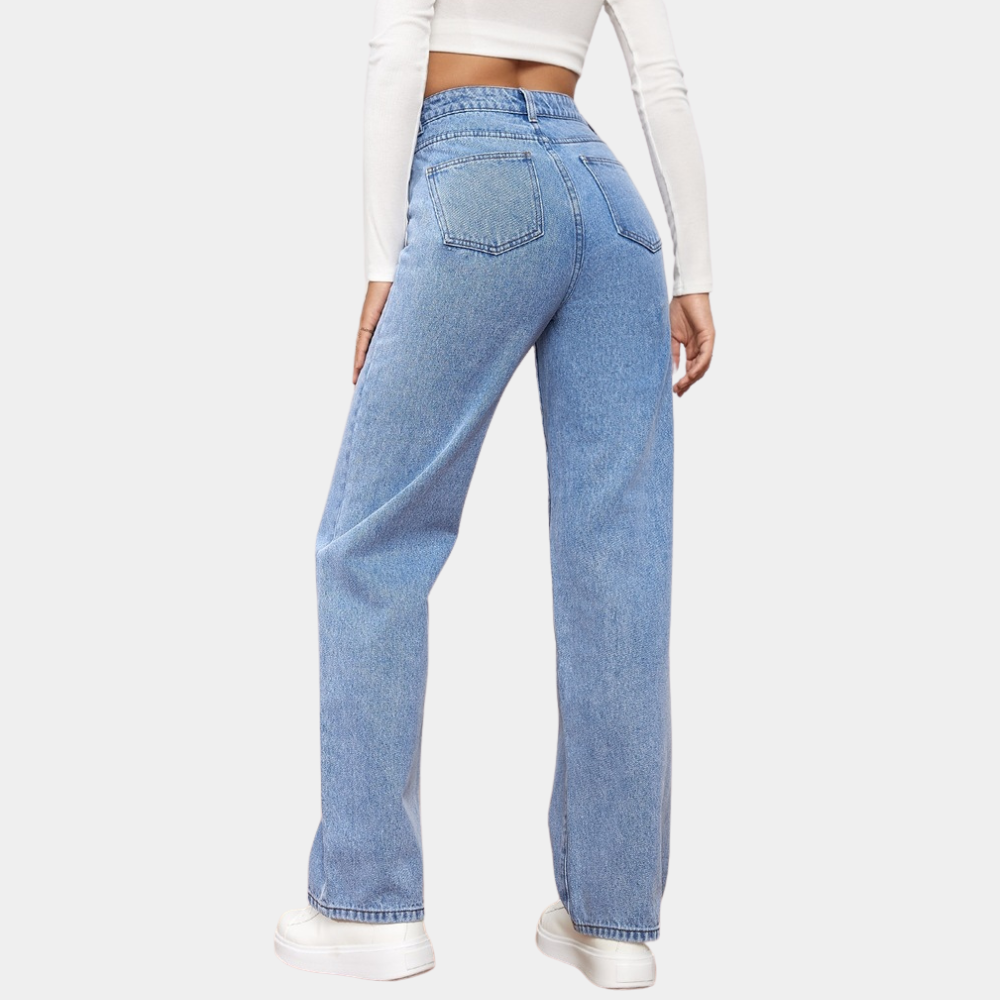 Fayra - Hochtaillierte Jeans mit geradem Bein Hellblau