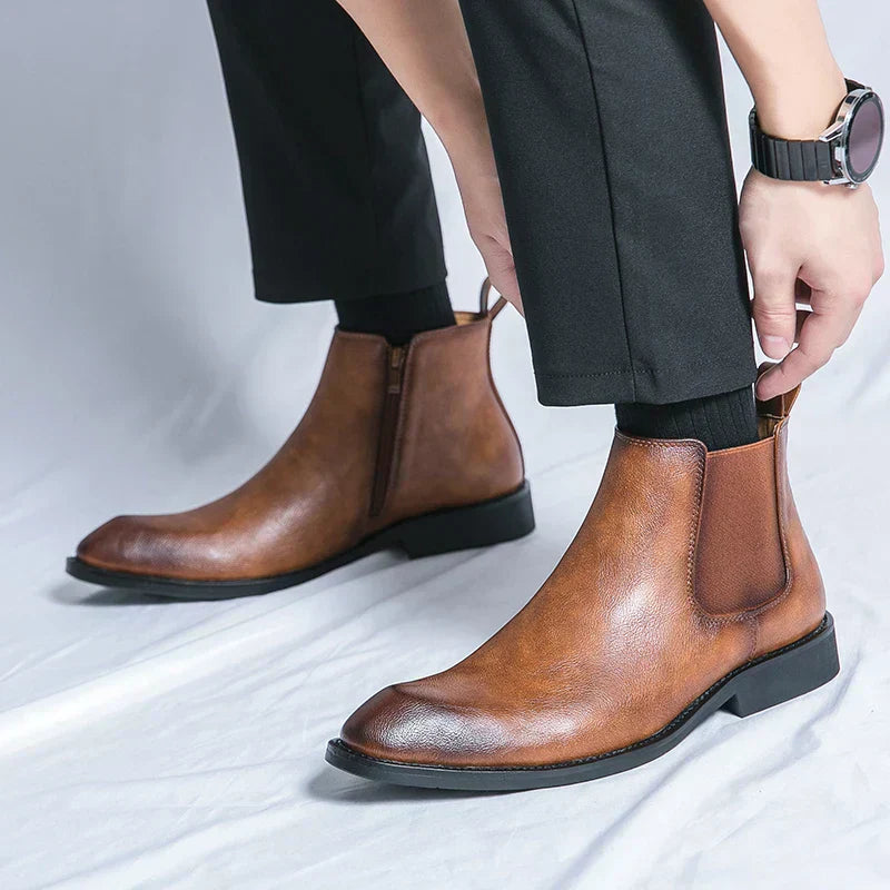 Finnegan- Chelsea-Stiefel mit Reißverschluss Dunkelbraun