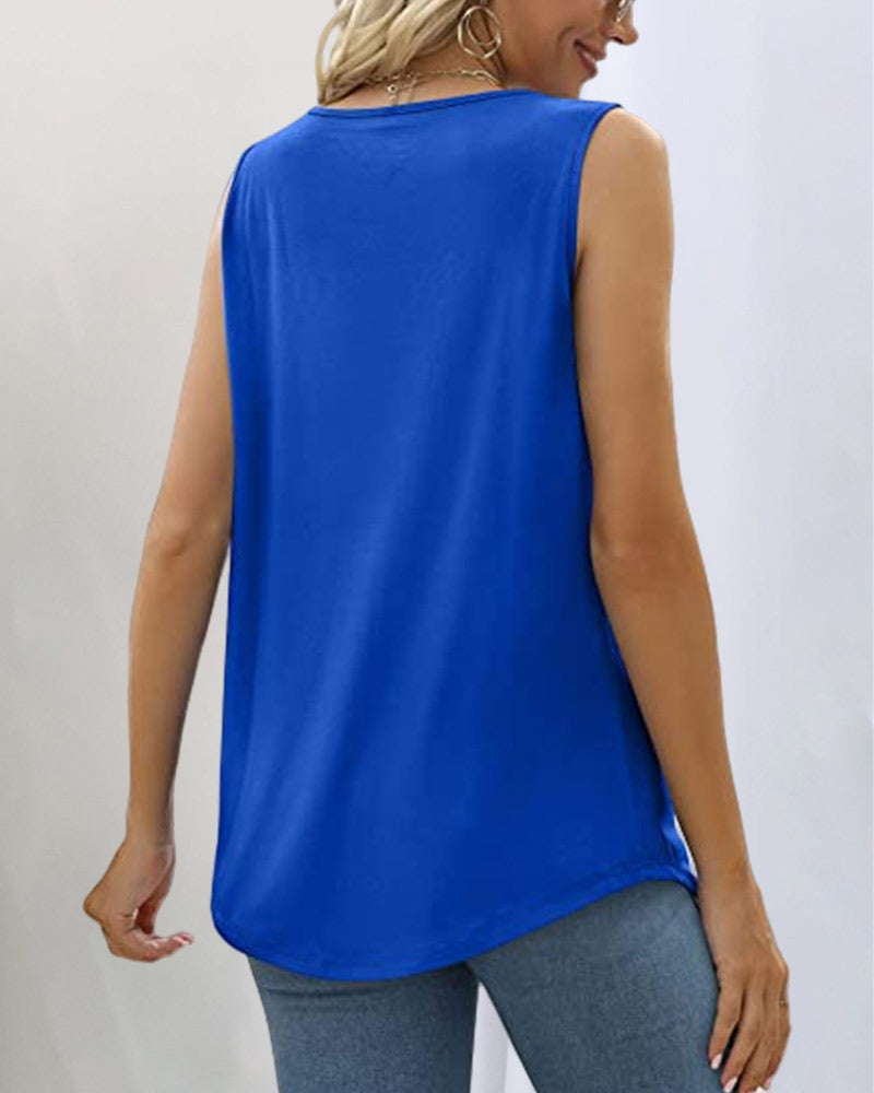 Fiona-Ärmelloses Tanktop mit eckigem Ausschnitt Blau 1