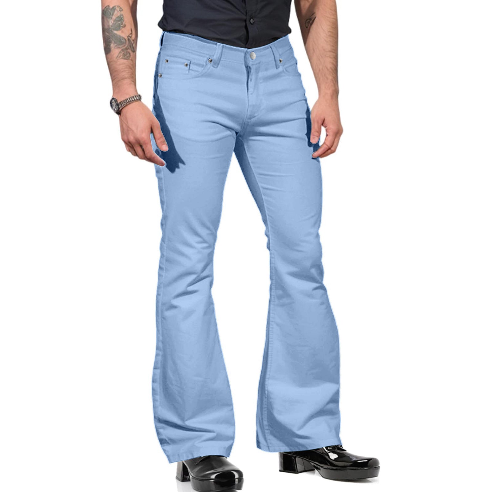 Fitz – Freizeit-Herrenbellbottom-Hose Hellblau