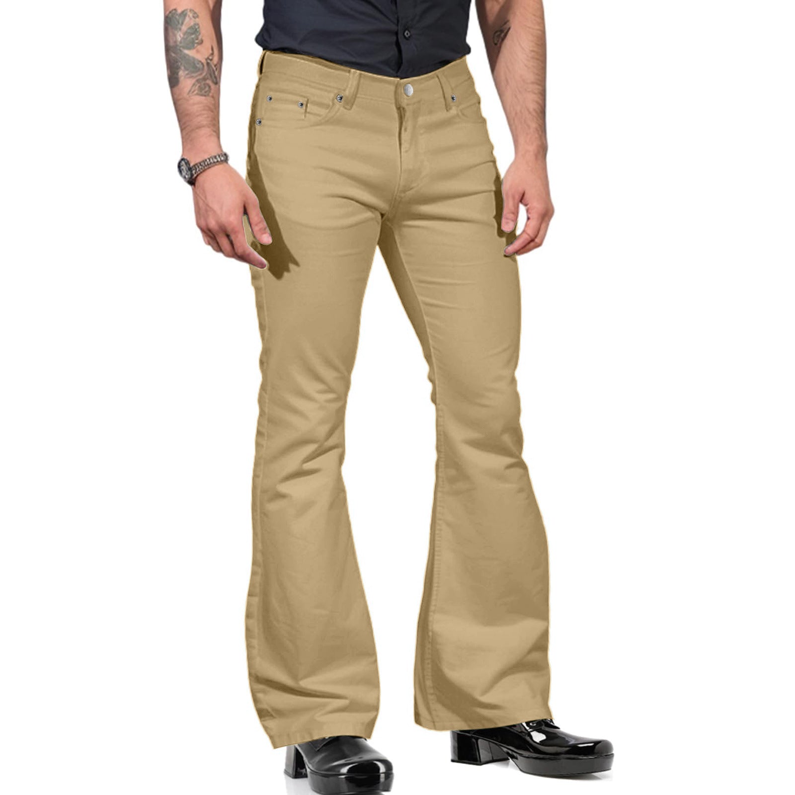 Fitz – Freizeit-Herrenbellbottom-Hose Khaki