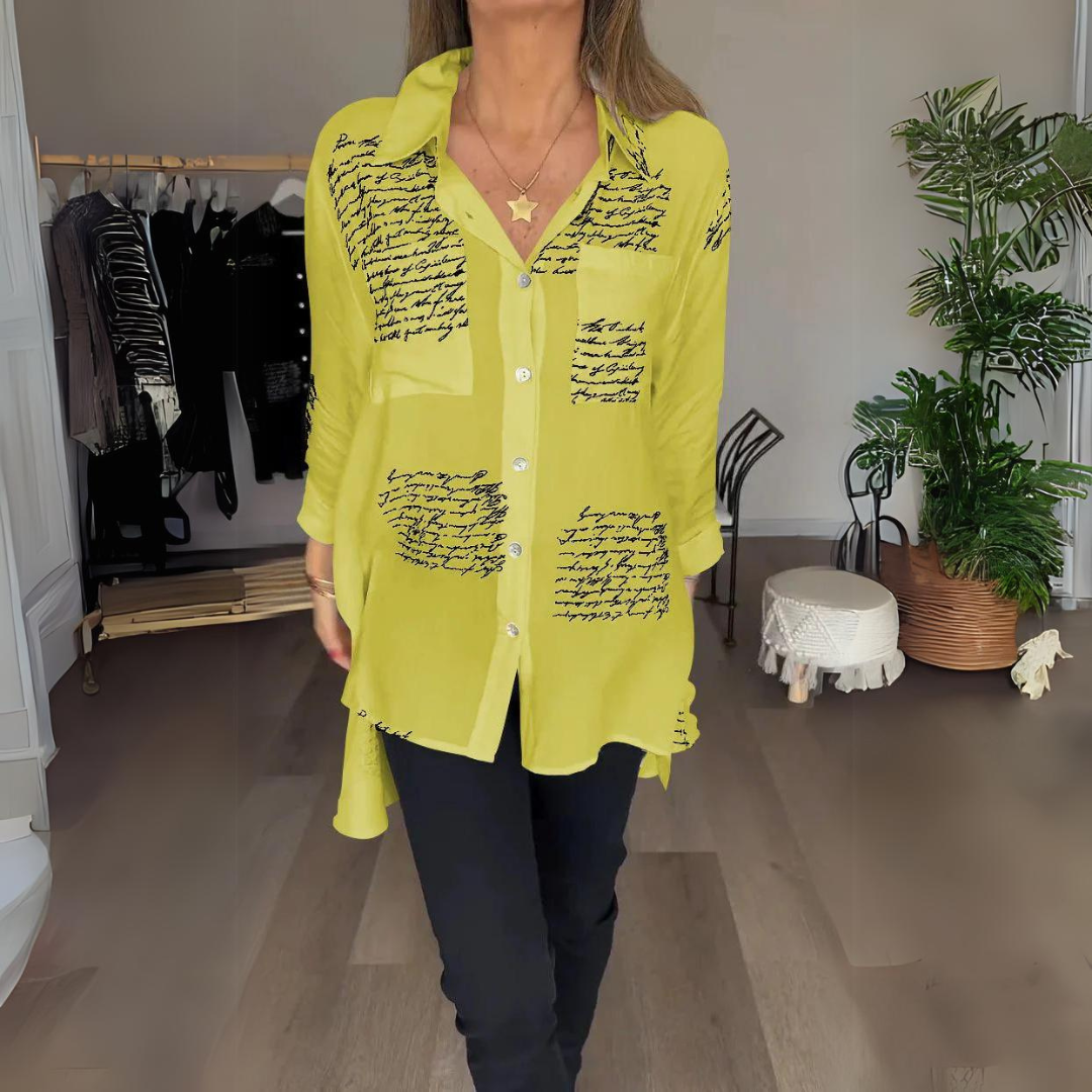 Flavie - Künstlerisches Button-Up-Hemd Gelb