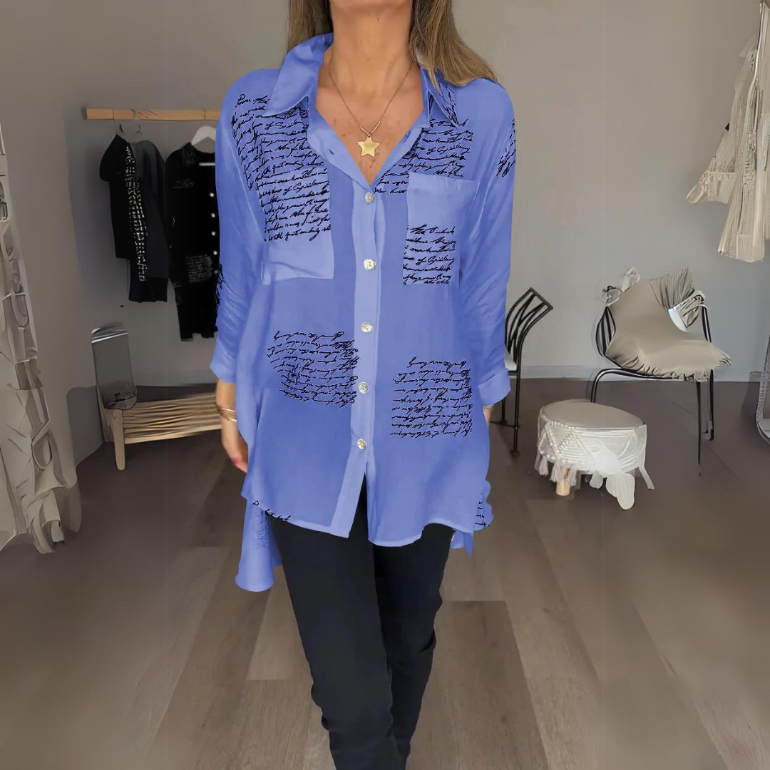 Flavie - Künstlerisches Button-Up-Hemd Lila