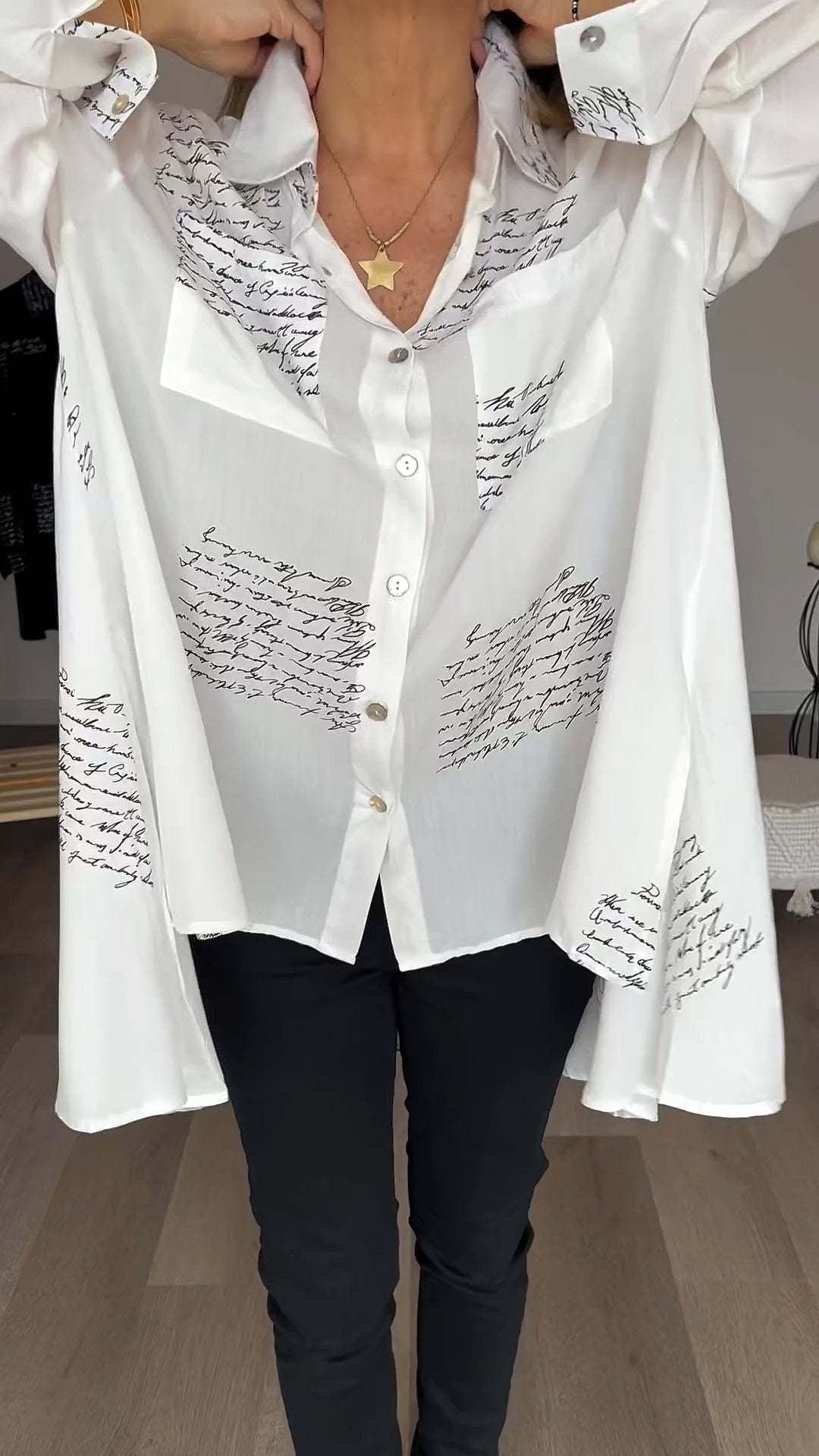 Flavie - Künstlerisches Button-Up-Hemd Weiß 1