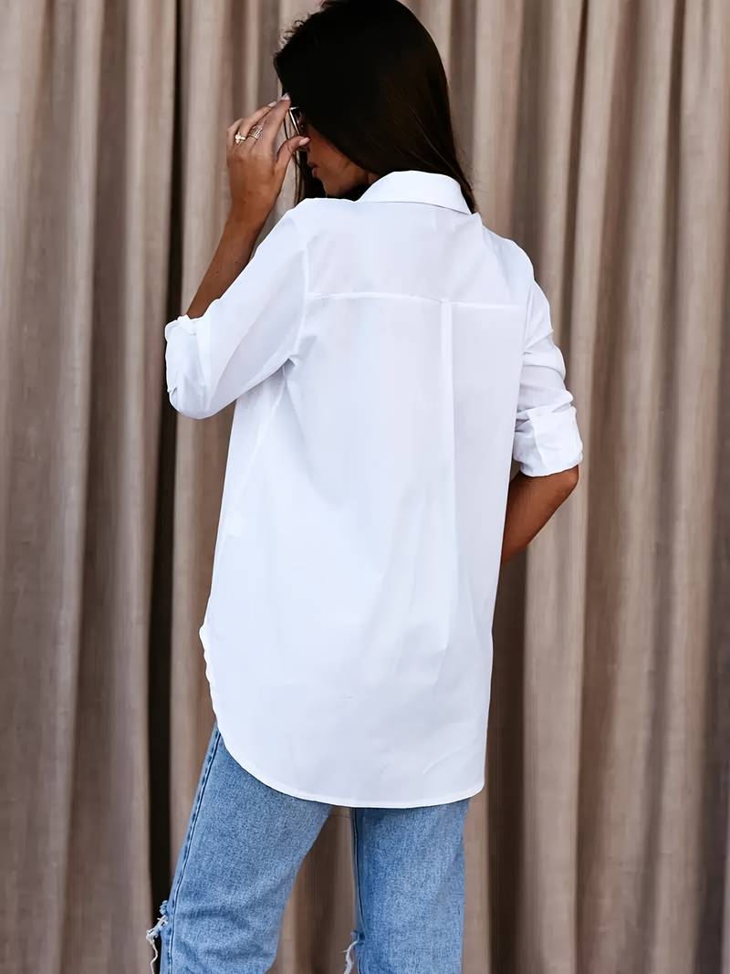 Florina – lässige bluse mit v-ausschnitt für den frühling WeiB 4