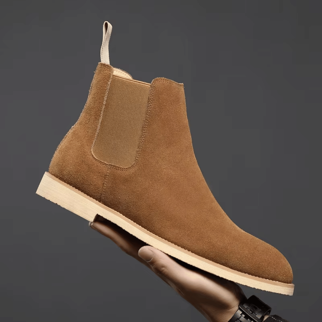 Fox- Chelsea-Stiefel aus Wildleder Hellbraun
