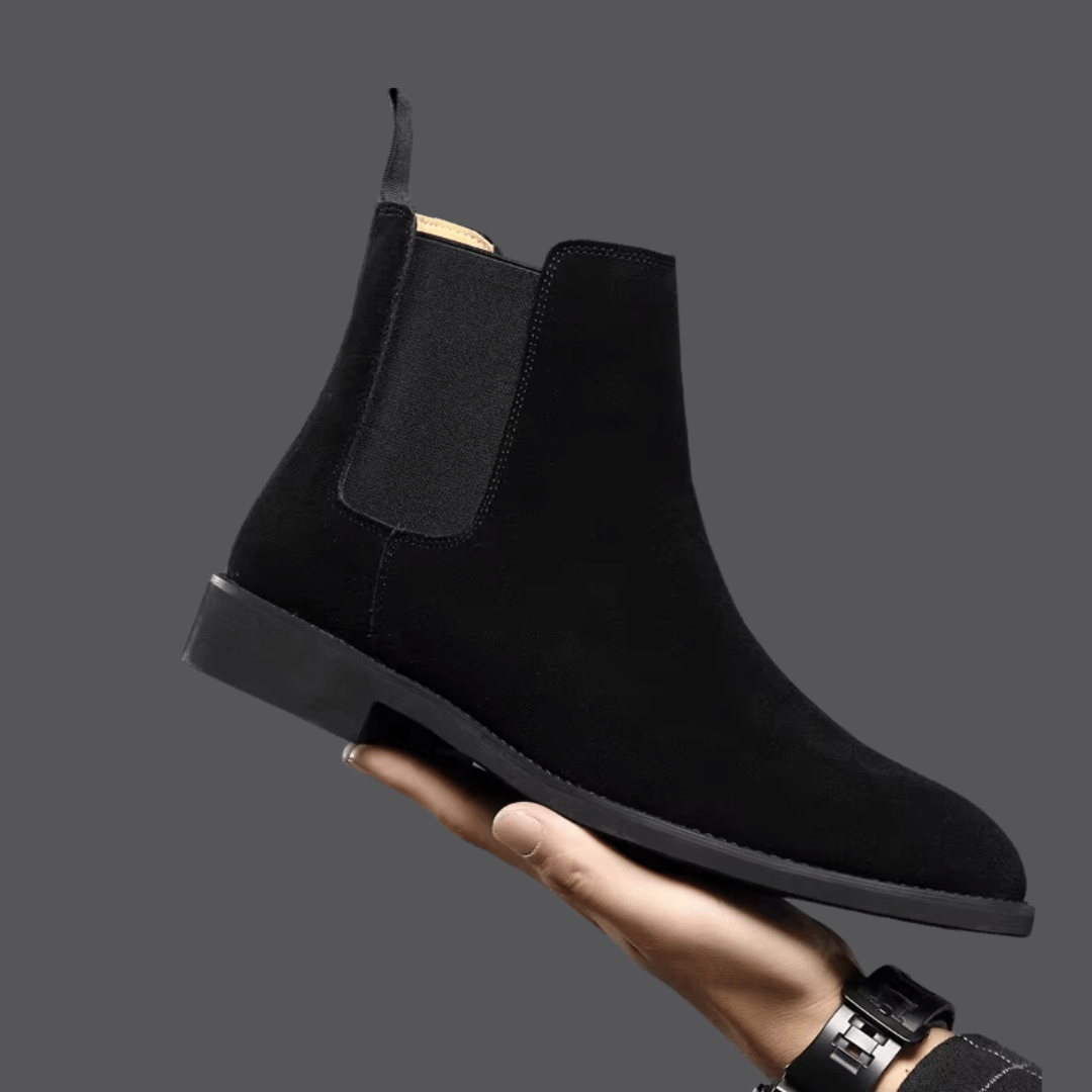 Fox- Chelsea-Stiefel aus Wildleder Schwarz