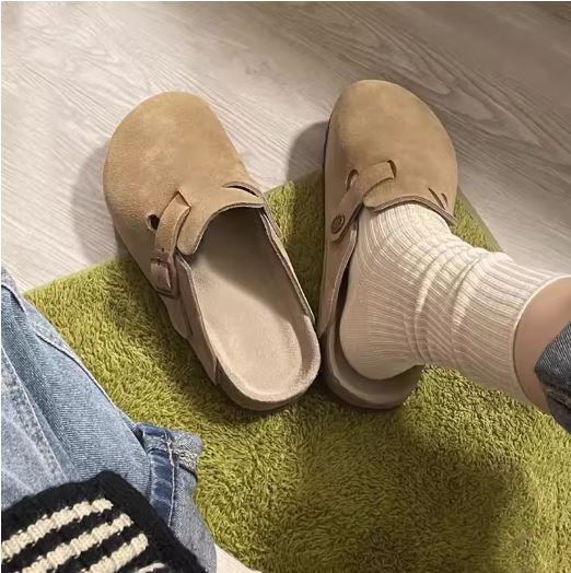 Francesca- Bequem Klassischer Stil Geschlossene Zehen Flache Sandalen Hellbraun 2