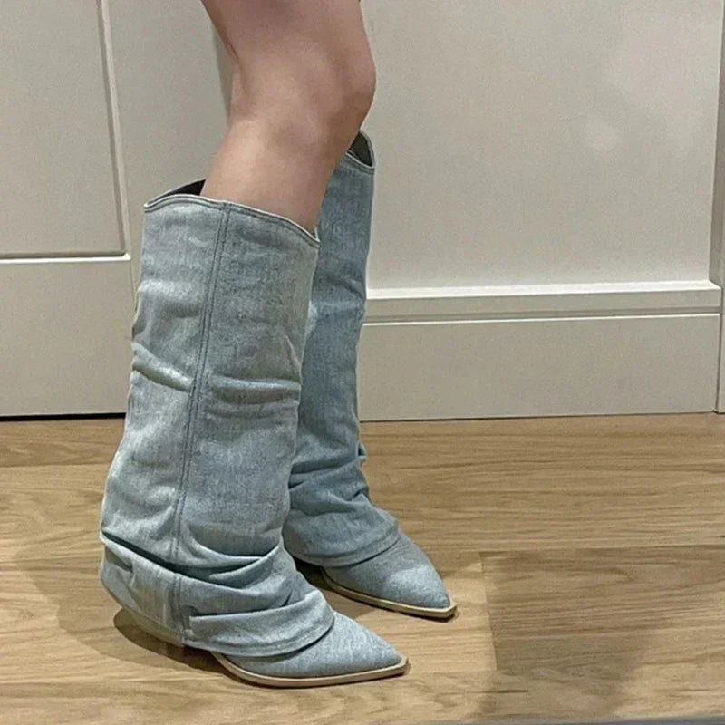 Danica - Western Lange Stiefel mit Schlupf