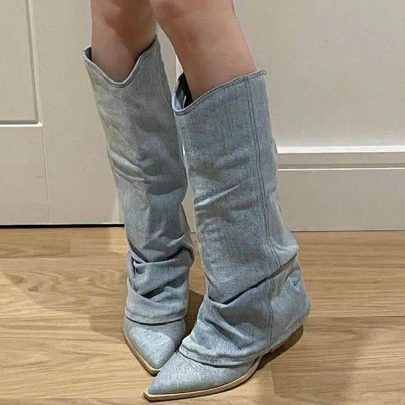 Danica - Western Lange Stiefel mit Schlupf