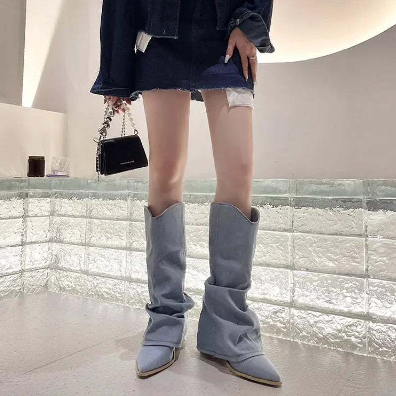 Danica - Western Lange Stiefel mit Schlupf