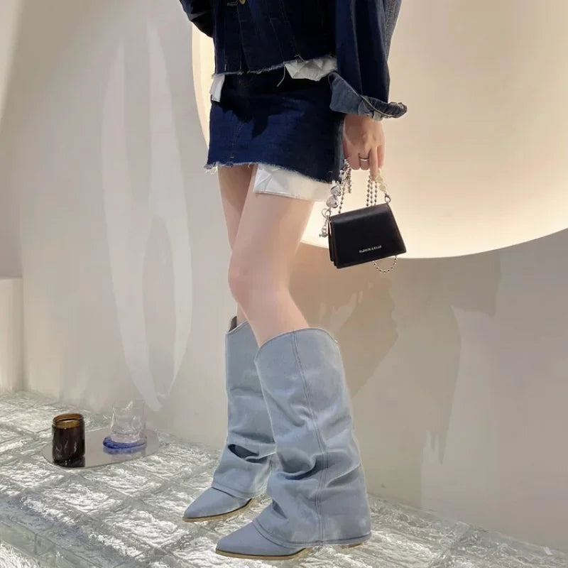 Danica - Western Lange Stiefel mit Schlupf