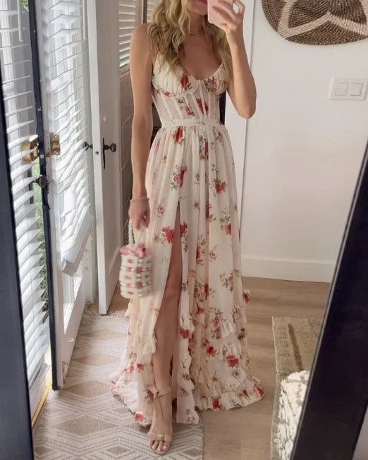 Freda - Sommerkleid Mit Blumendruck Für Damen WeiB