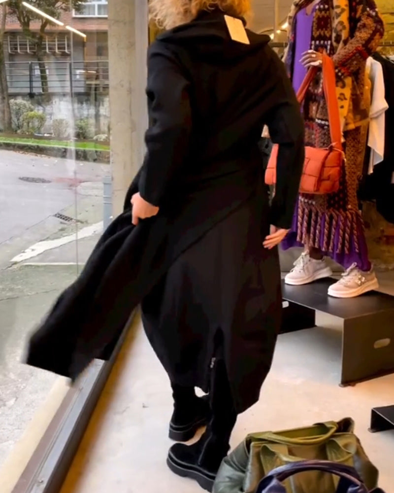 Frieda-Elegantes einfarbiges Kleid Schwarz 5
