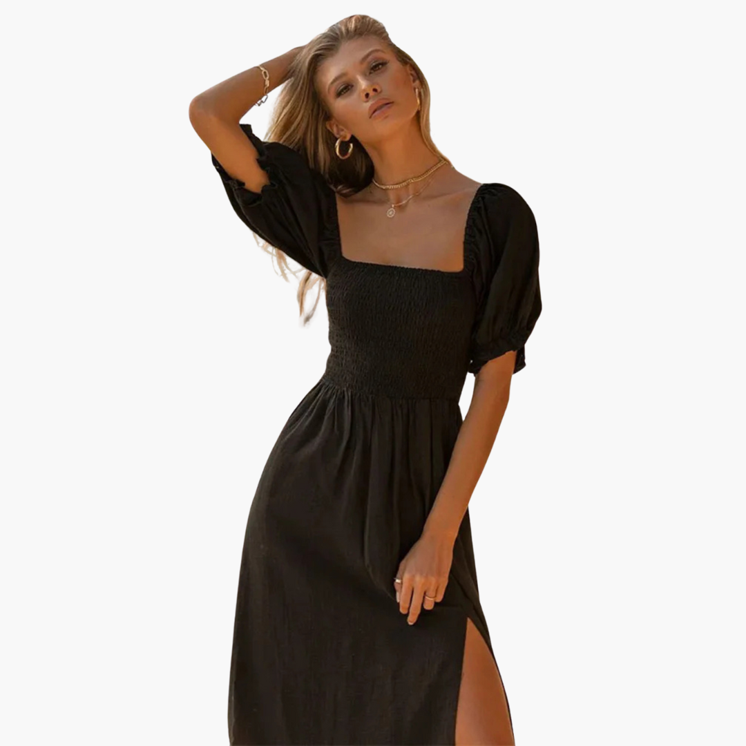 Gaby – Schulterfreies Damenkleid für den Sommer Schwarz
