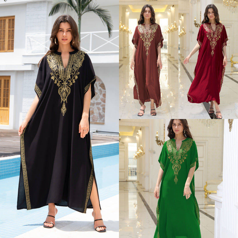 Gemma- Damen Maxi Kleid mit kunstvollen Stickereien