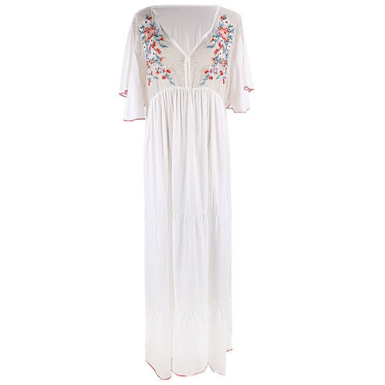 Georgina- Damen Maxi Kleid mit floralen Stickereien Bildfarbe 4-0-cib