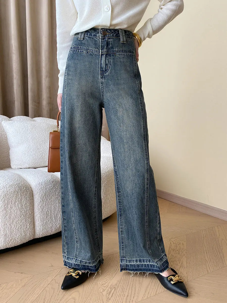 Gesine - Vintage Denim Wide Leg Jeans mit Knöpfen Blau