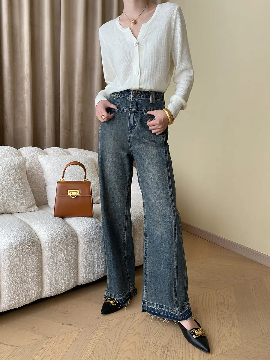 Gesine - Vintage Denim Wide Leg Jeans mit Knöpfen Blau 2
