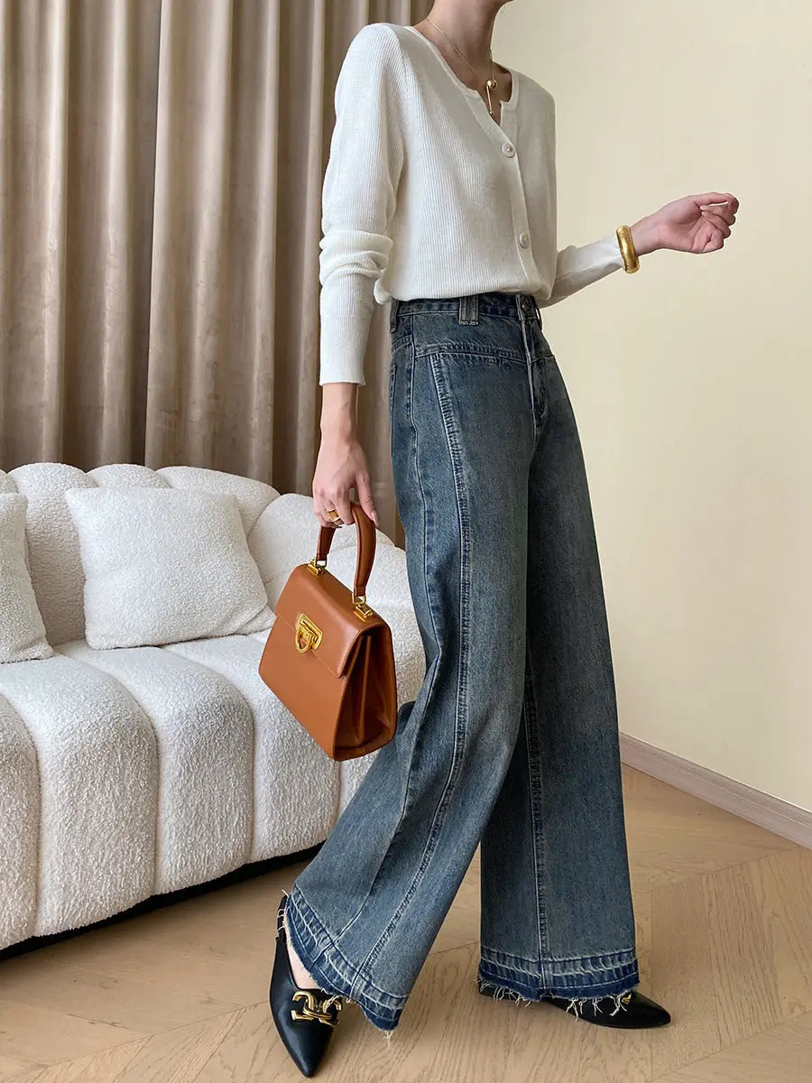 Gesine - Vintage Denim Wide Leg Jeans mit Knöpfen Blau 4