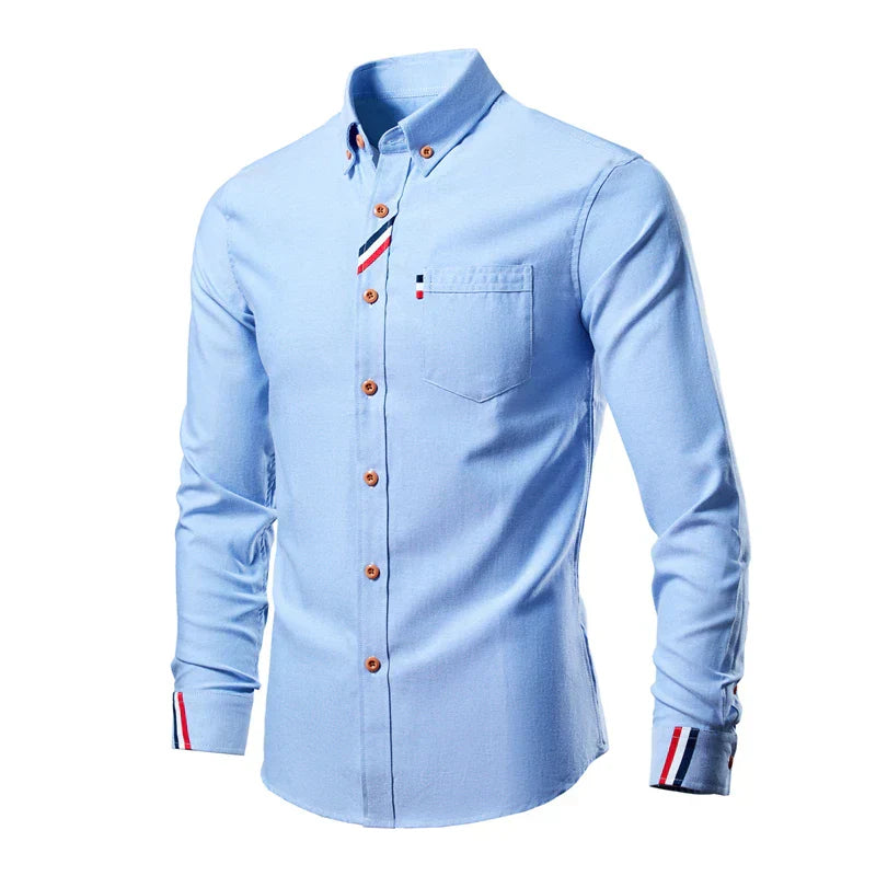 Gisbert - Herren Frühlings-Langarmhemd Blau