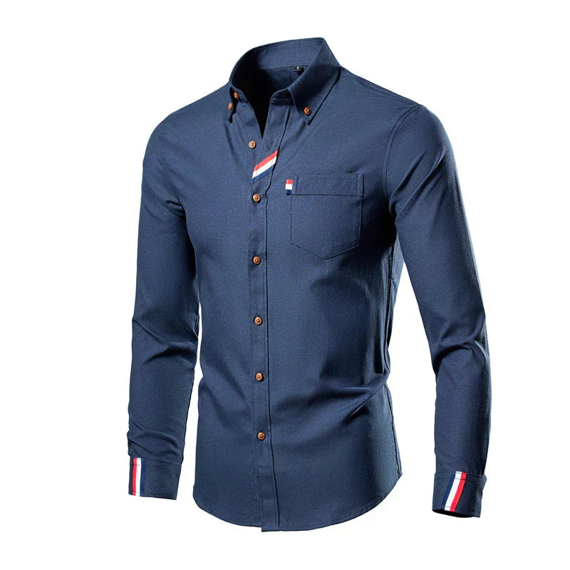 Gisbert - Herren Frühlings-Langarmhemd Marrineblau