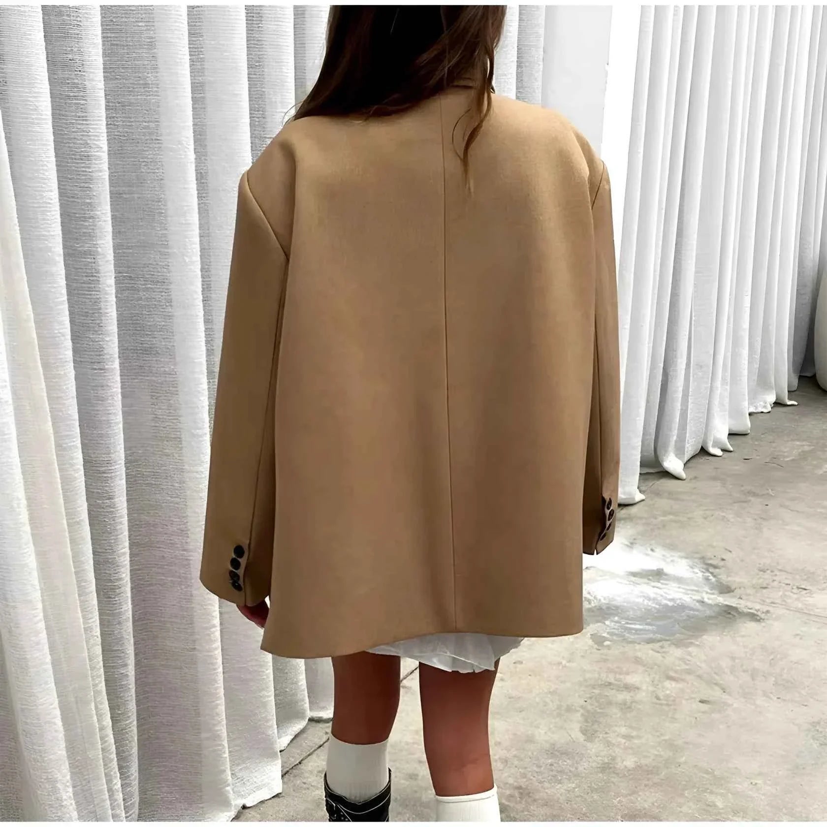 Gisela - Elegante Oversize Blazer Damen Beige