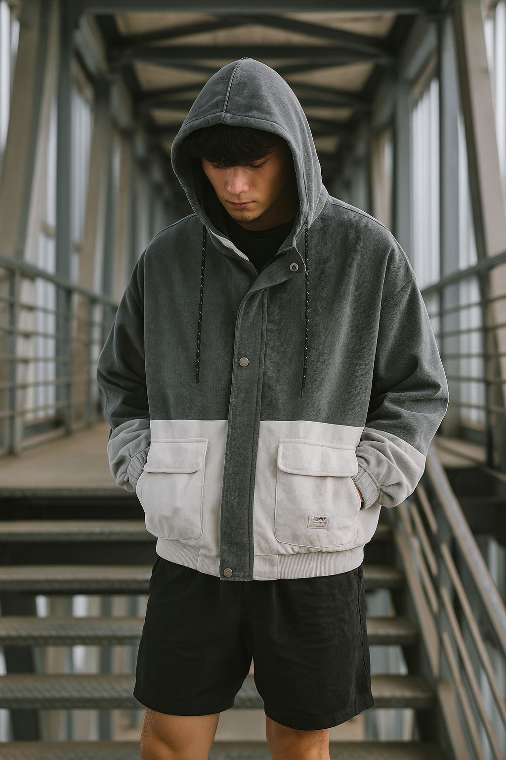 Dreifarbige Cordjacke