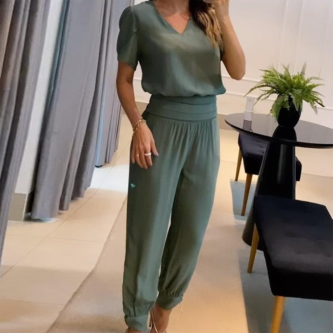 Gudula- Stylischer Bedruckter Jumpsuit Grau-grün