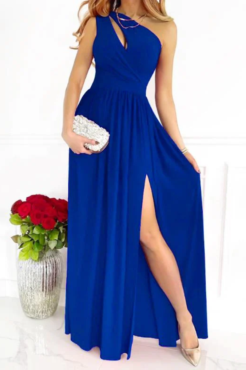 Greta – Elegantes Damen Langarm-Maxikleid für den Abend Königsblau