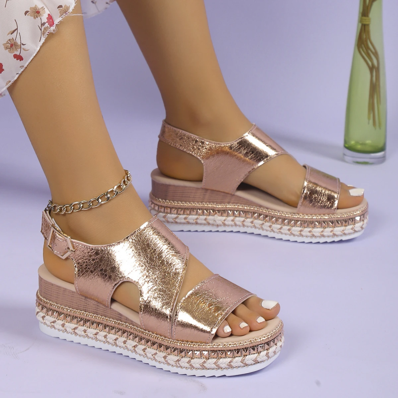 Guadalupe- Glamour Plateausandalen Gold
