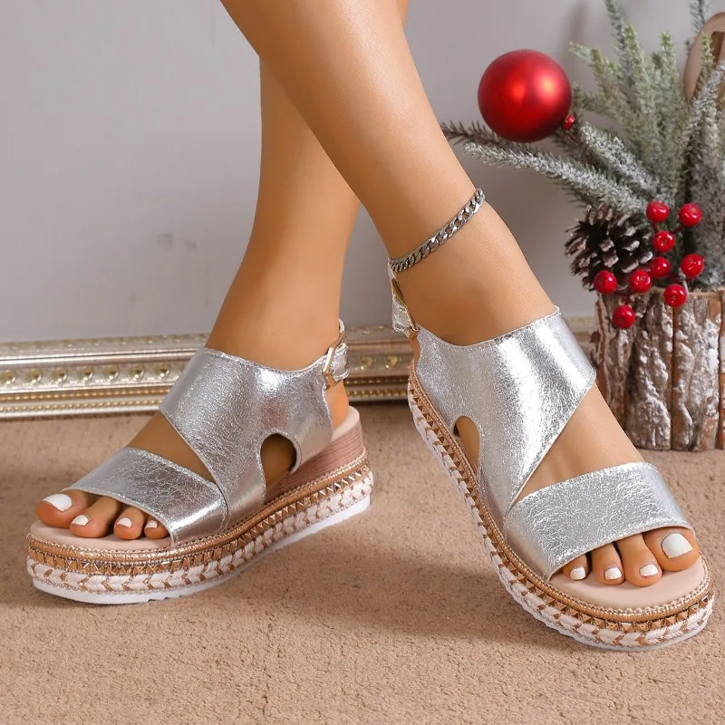 Guadalupe- Glamour Plateausandalen Silber 2
