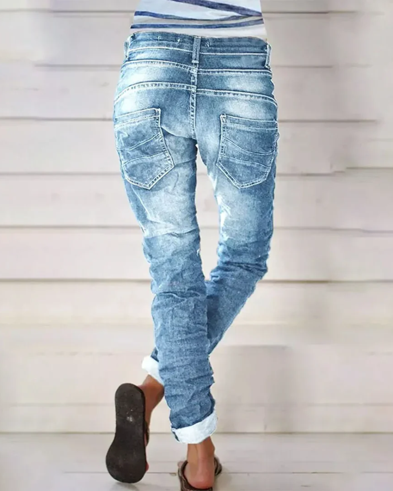 Gudula – Damen High Waist Stretch-Jeans Hellblau 2
