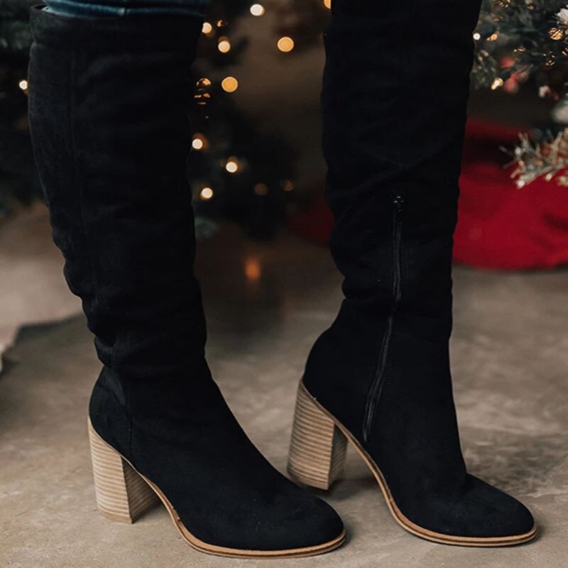 Henriette – Herbstliche Kniehohe Stiefel Damen Casual Reißverschluss
