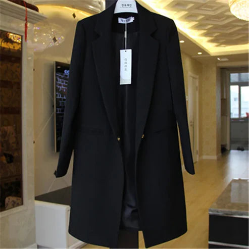 Cecilia – Damen Longline-Blazer mit Ein-Knopf-Verschluss