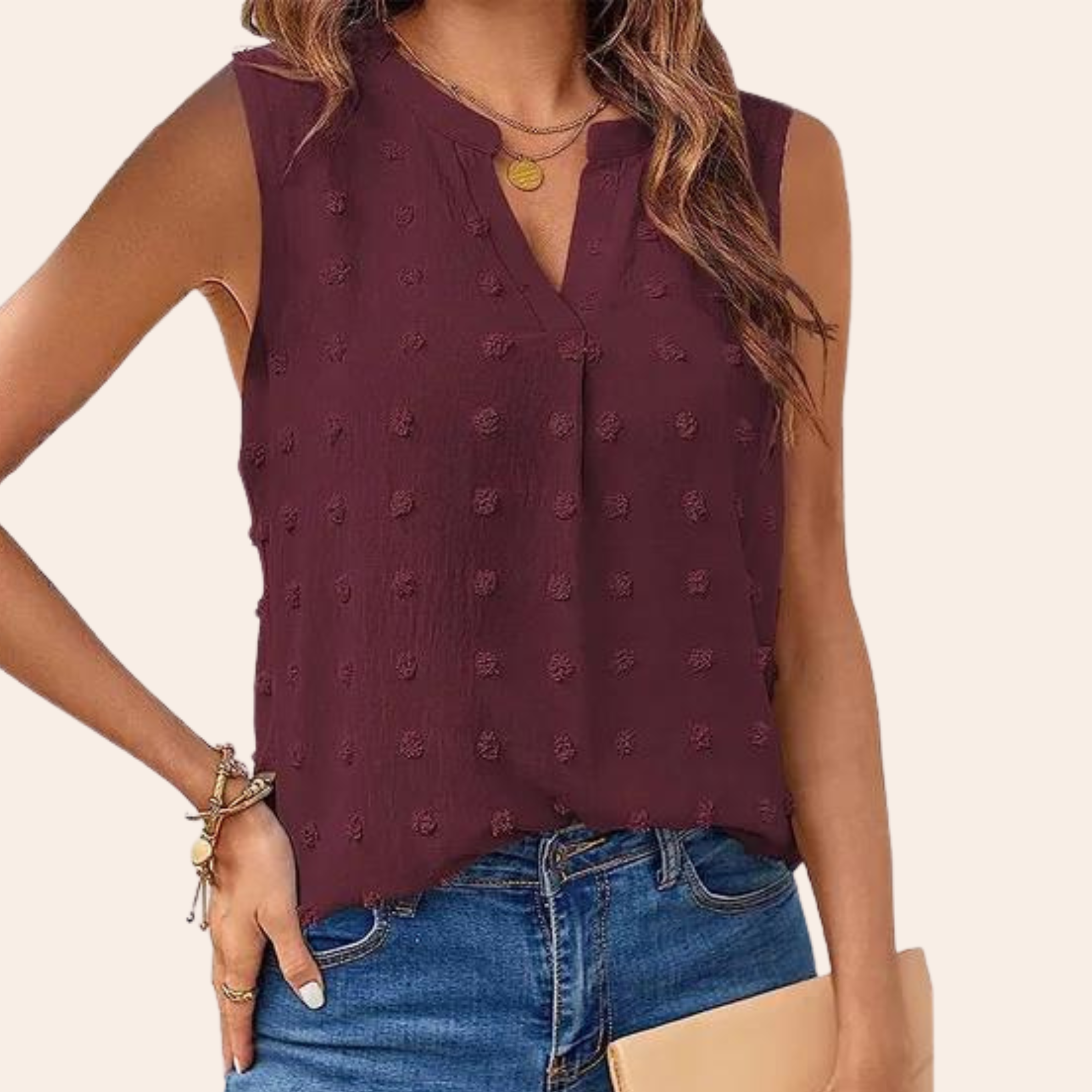 Hanna - Elegante ärmellose Bluse Rot