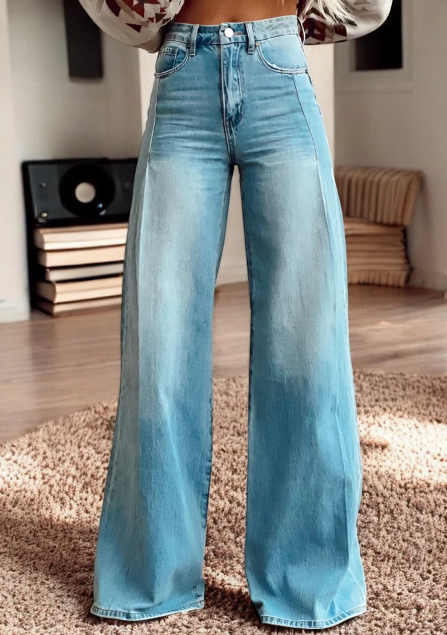 Hannah - Chic Hosen für Frauen Blaue Hose mit weitem Bein