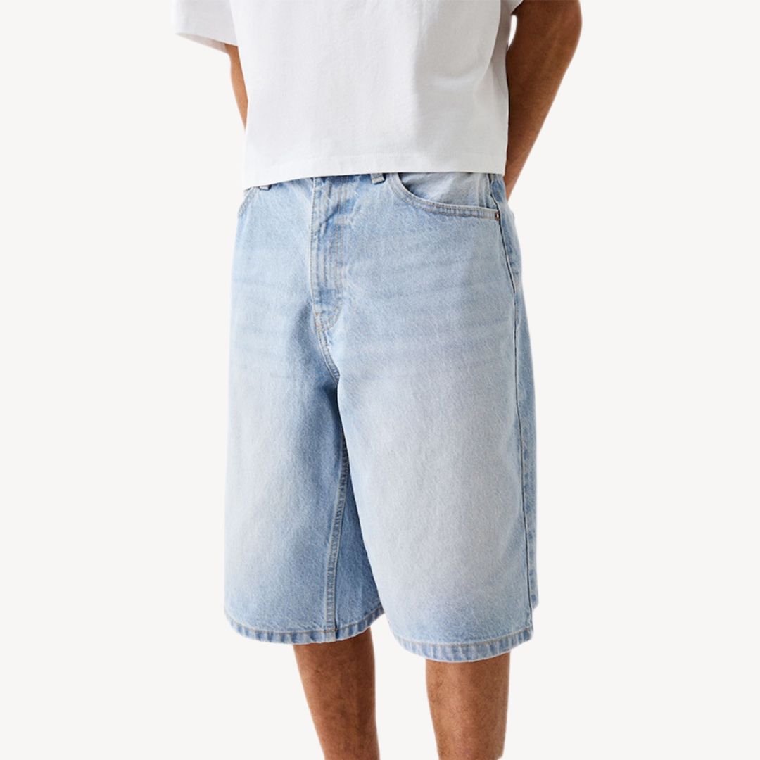 Heike – Weite Herren Baggy Jeansshorts Hellblau