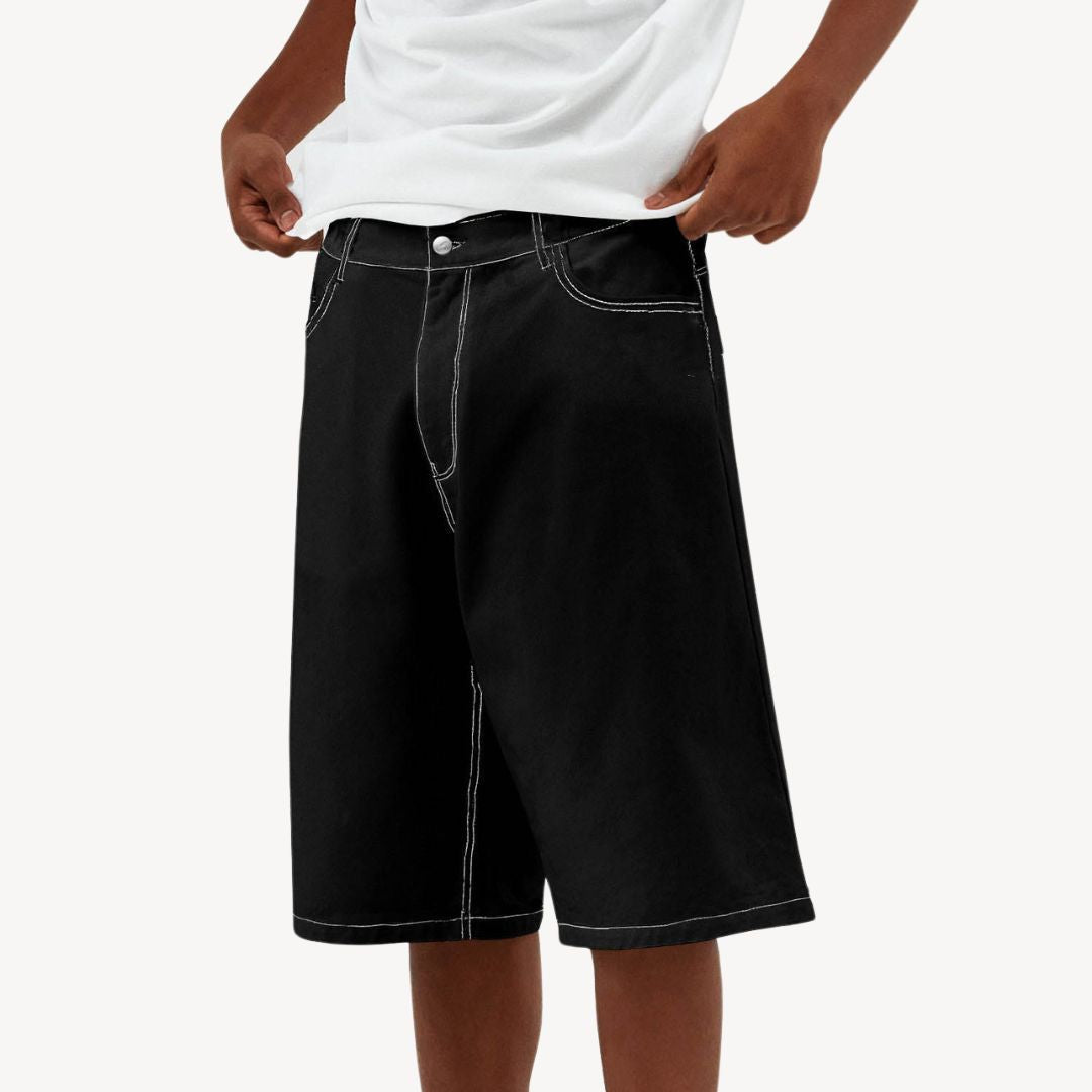Heike – Weite Herren Baggy Jeansshorts Schwarz