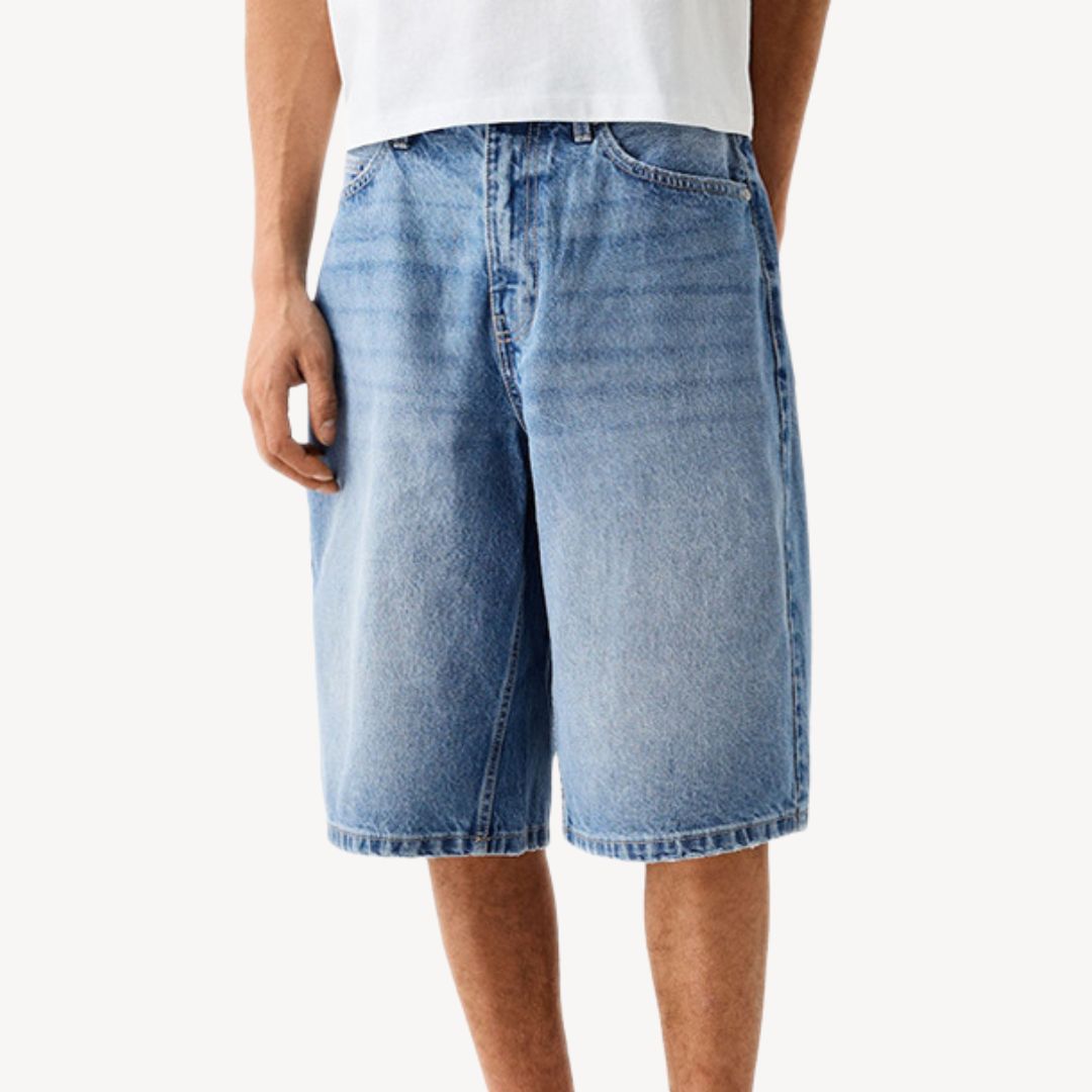 Heike – Weite Herren Baggy Jeansshorts blau