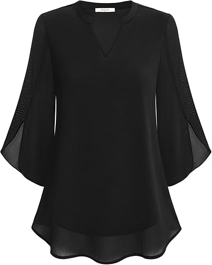 Helene – Ausgestellte Chiffonbluse Schwarz 1