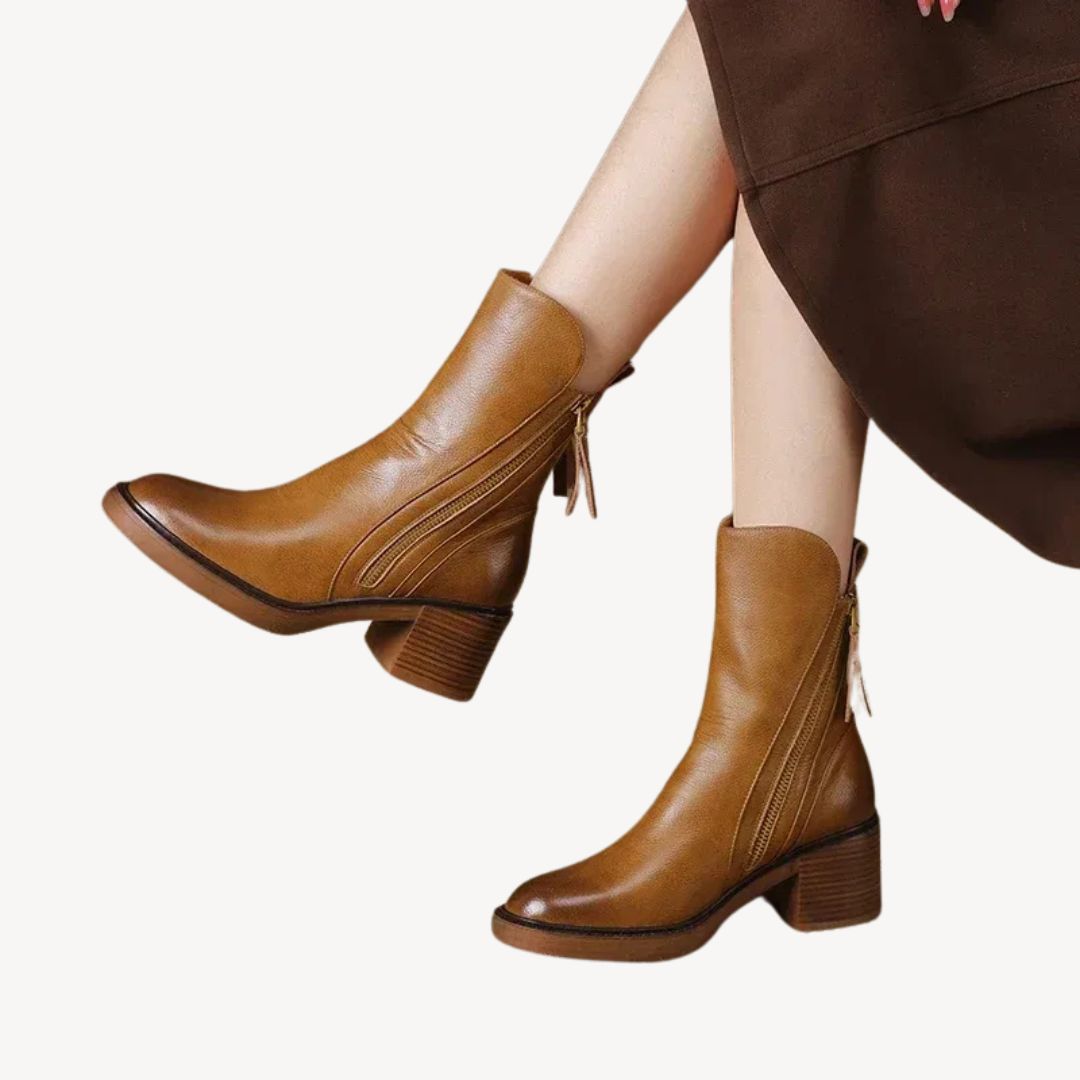 Helwig – Damen Orthopädische Leder-Stiefeletten Braun
