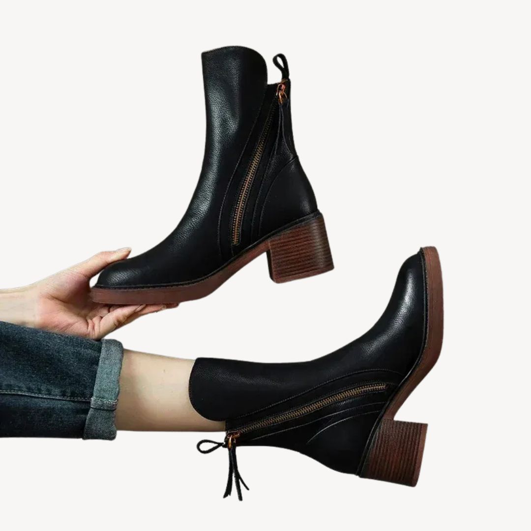 Helwig – Damen Orthopädische Leder-Stiefeletten Schwarz