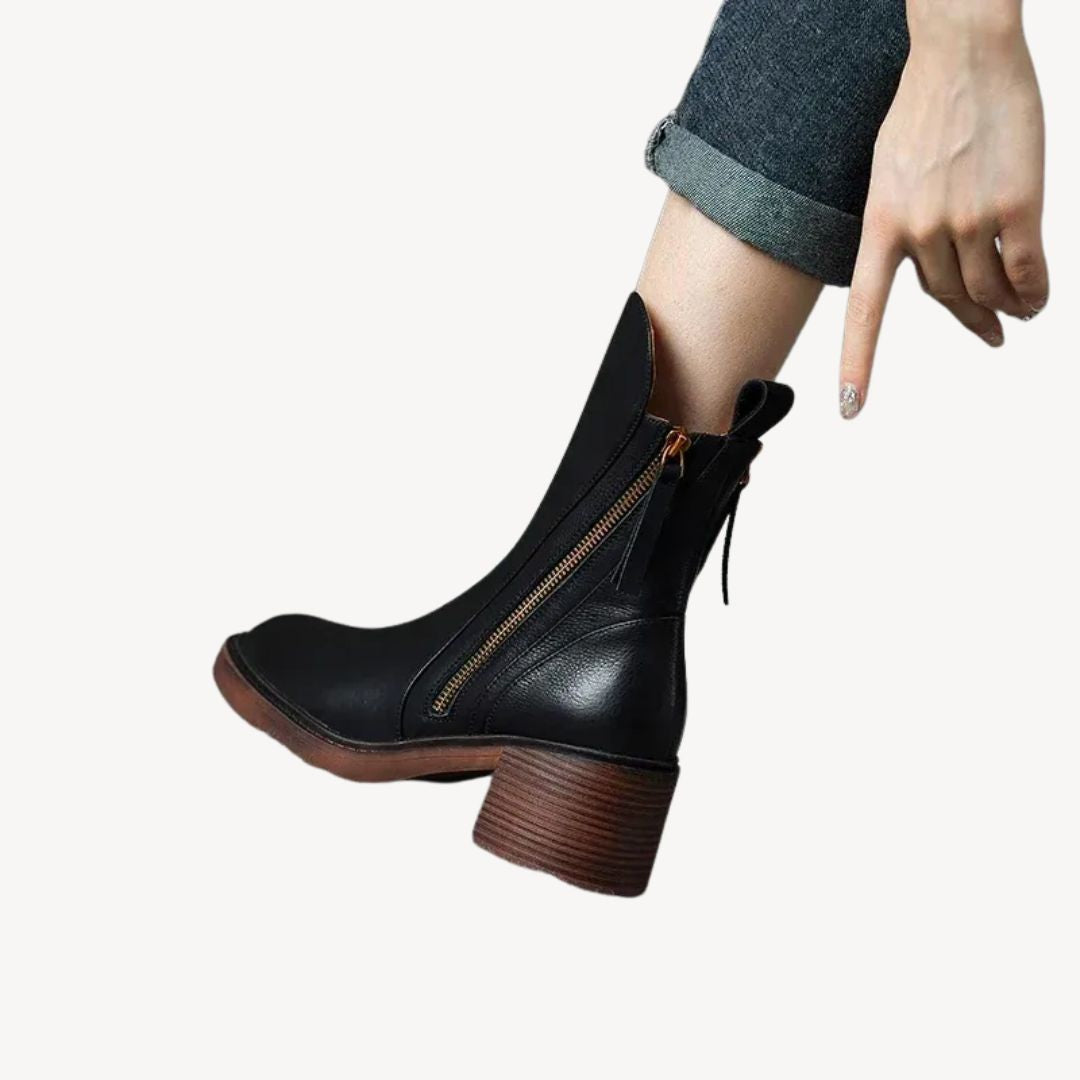 Helwig – Damen Orthopädische Leder-Stiefeletten Schwarz